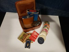 Vintage Gentleman's Junk Drawer Lot playgirl playing cards Poker Flask  picture