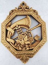 Vtg '76 Homco French Horn Wall Plaque Syroco Musical Gold Hollywood Regency MCM picture