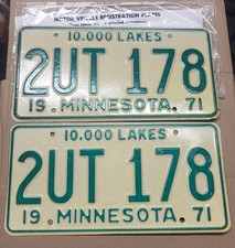 1971 Minnesota License Plate Pair Tags # 2UT 178 **Unused** picture
