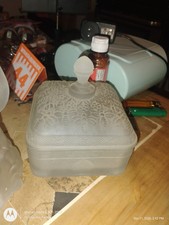 Vintage Tiara Indiana Glass Frosted Satin Honey Bee Hive Box picture