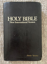 1988 Zondervan NIV Bonded Leather Black Dictionary Concord Red Letter VGUC Helps picture