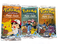 Pokemon x3 PokeGum Poke Gum Factory Sealed Packs Nintendo 1999 Ash Pikachu picture