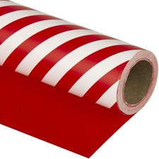 WRAPAHOLIC 30 Inch Reversible Wrapping Paper - Red and Stripes - 30 inch x 33 picture