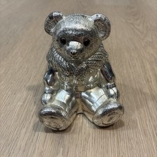 Vintage Ralph Lauren Silverplated Polo Bear Coin Bank 5” Tall picture