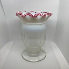 Antique Jefferson Celery Vase Block Pattern Opalescent Cranberry Frit Ruffle picture