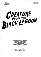Bally Creature from the Black Lagoon Operations Instructions W/ Schematics picture