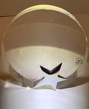 Reduced Vintage Maxcrystal Circular Optical Crystal Piece W/ Polished Metal Star picture