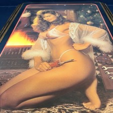 Vtg Snap On Tools Christmas Pinup Girl Lingerie Bikini Wall Clock Tested Works picture