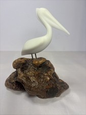 John Perry Pelican Sculpture Figurine Statue Bird Burl Wood Nautical Decor Beach picture