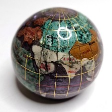 Vintage Alexander Kalifano Gemstone Globe Purple Paperweight 3
