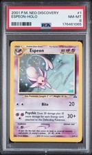 2001 POKEMON NEO DISCOVERY #1 ESPEON-HOLO PSA 8 - SWIRL ON LEFT picture