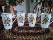 Vintage Mikasa Festive Spirit Mug Ornaments And Holly 4 5/8” SET OF 4 picture