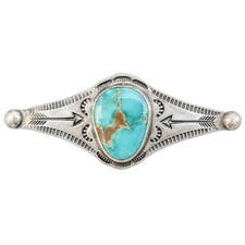 Vintage Native American 925 Sterling Silver Turquoise Brooch picture