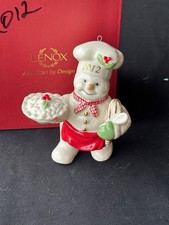 Lenox 2012 Snowman Chef Christmas Ornament Fine China Gold Accents With Box picture