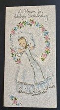 Vtg 1960's Baby's Christening Card With Envelope picture