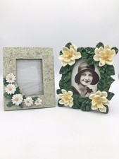 1990s 3D Resin Flower Picture Frame Lot Daisy Magnolia Cottagecore Shabby Chic picture