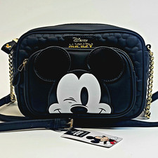 Disney Mickey Mouse Primark Crossbody Bag Black Quilted Camera Purse Chain NWT picture