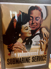 He Volunteered  SUBMARINE SERVICE WWII U.S. Navy Recruiting Poster reproduction  picture