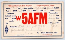 Early 1928 Sulphur Springs Texas Hopkins County Lloyd Davidson W5AFM QSL Card picture