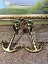 Solid Brass Anchor Candle Stick Holders Nauctical Decor 5.5