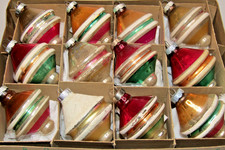 Lot Vintage Glass Striped TORNADO UFO Drop Christmas Ornaments Shiny Brite picture