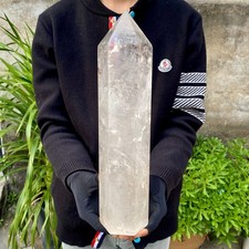 9.45LB Large Natural White crystal obelisk Crystal energy column Reiki healing picture