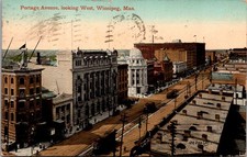 1913 Portage Avenue Looking West Winnipeg Man. Vintage Postcard 4P26-13 picture