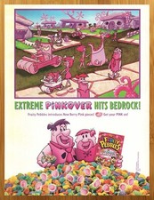 2005 Fruity Pebbles Berry Pink Print Ad/Poster Flintstones 00s Kids Cereal Art picture