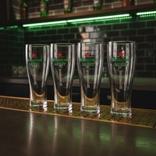Heineken Light Beer Pilsner Glasses, Set of 4, Red Star Logo Design, Replacement picture