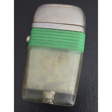 Vintage Scripto Vu-lighter Transparent Green Band Chrome Cap Collectible picture
