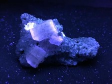 KB: BRIGHT SW FL. PEACH & VIOLET ZONED APATITE XLS. W/ PYRITE XLS. FROM PERU picture