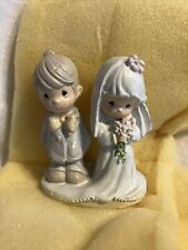 Vintage Precious Moments Bride & Groom Mini Pewter Figurine Enesco 1990 #617423 picture