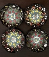 Ozen Handmade Turkish Ceramics Set Of (4) Bowls 5”Across Top & Approx. 1