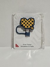 Chick-fil-a Straw Topper NEW Waffle Fry Heart 2025 Navy Yellow Cup Topper picture