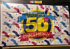 Happy 50th Birthday Cheers Flag FREE USA SHIP Party Man Cave Cake Fun Sign 3x5' picture