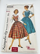 Vintage 1957 Simplicity #2238 Sewing Pattern Sz 14 Jumper & Blouse Cut Complete picture