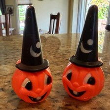 VTG 50’s-60’s Halloween Jack-O-Lantern w/Witch Hat Hard Plastic Figure Hong Kong picture
