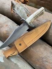 Collective Custom Handmade knife forged blade  6mm Stag antler  handle  sheath picture