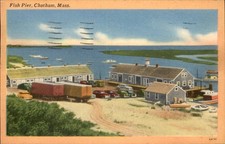 Chatham MA Fish Pier Airbrushed Tichnor Bros. c1940s-50s Vintage Postcard picture