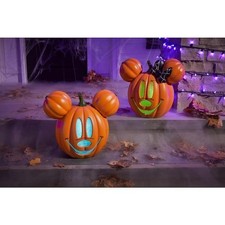 NEW Disney Home Depot 14 Inch LED Mickey & Minnie Mouse Pumpkin Light Up PAIR picture
