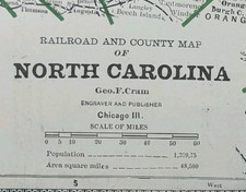 Vintage 1884 NORTH CAROLINA Map 13