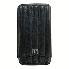 THE 21 CLUB ICONIC NYC NIGHTLIFE BLACK LEATHER 5 SLOT CIGAR CASE RARE HTF picture