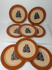 Vintage Marble Canyon Black Bear Enamelware Plates Set of 8 Discontinued 8