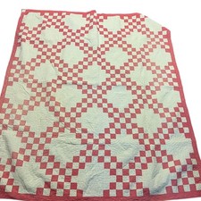 Vintage Handmade Double Irish Chain Quilt Pink 80 x 72