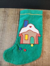 Vintage Cordy Roy Christmas Stocking Green Gingerbread House 12
