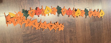 Fall Leaf Garland Felt Autumn Decor Orange Gold Green Mantel Table 59.5