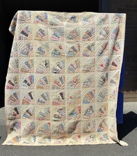 BEAUTIFUL Vintage 30's Grandmother's Fan Antique Quilt Handmade *flaw 80”x74” picture