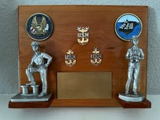 RARE US NAVY Chief Petty Officer Mess Award Plaque USS JOHN C STENNIS Coins picture