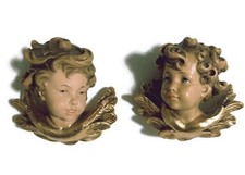 Vintage ANRI Italy Hand Carved Wood Cherub Angel Wall Hangers 4