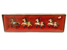 Vintage 1982 Enesco CAROUSEL HORSES Set of 4 Christmas Ornaments picture
